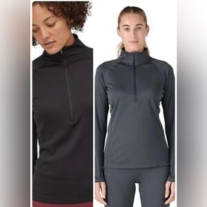 Patagonia Women's Capilene Long Sleeve Baselayer Zip Neck Pullover Top Black M